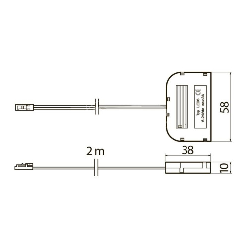 Соединитель LED, распределитель 6 разъемов с 2м кабеля и разъемом Mini AMP, чёрный фото 2