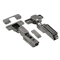 Петля SOLID PRO полунакладная, с регулировкой 3D, без евро,  с комплектом заглушек, ЧЕРНАЯ