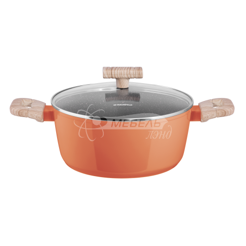 Кастрюля MAUNFELD MARTA MCS41FA06CL из кованого алюминия со стеклянной крышкой, 24 см, 4,1 л.
