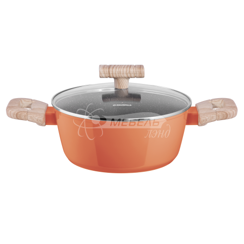 Кастрюля MAUNFELD MARTA MCS22FA06CL из кованого алюминия со стеклянной крышкой, 20 см, 2,2 л.