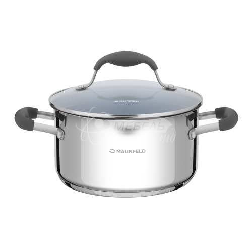 Кастрюля MAUNFELD LAURA MCS31S08GR из нержавеющей стали со стеклянной крышкой, 20 см, 3,1.
