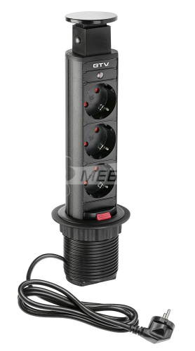 Удлинитель настольный врезной 60мм (3 розетки 220V) SCHUCKO черный