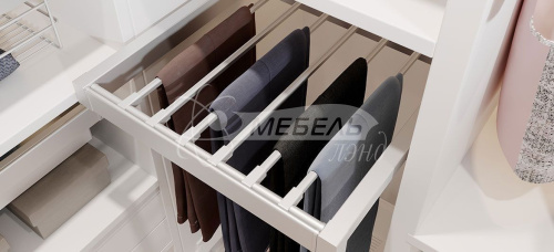 Вешалка для брюк ELITE 600 мм с доводчиком, цвет белый фото 2