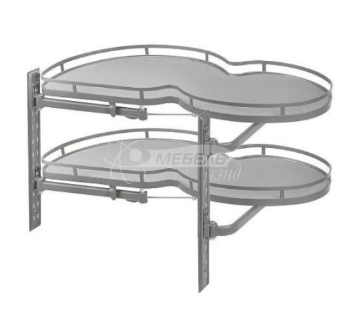 Комплект поворотных полок с доводчиком 900мм, плоский прут, антрацит, левый GTV